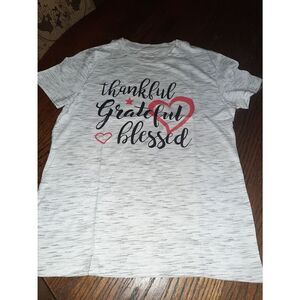 New Small Grey Black Red Thankful Grateful Blessed Tee Tshirt Top